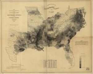 Map showing distribution of enslaved population